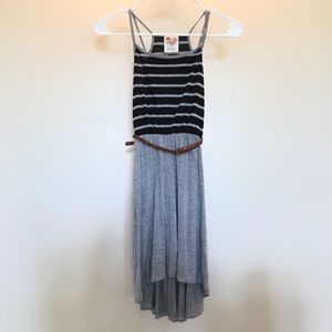 Kiddo by Katie belted high lo dress girls size 12 black and grey stripes